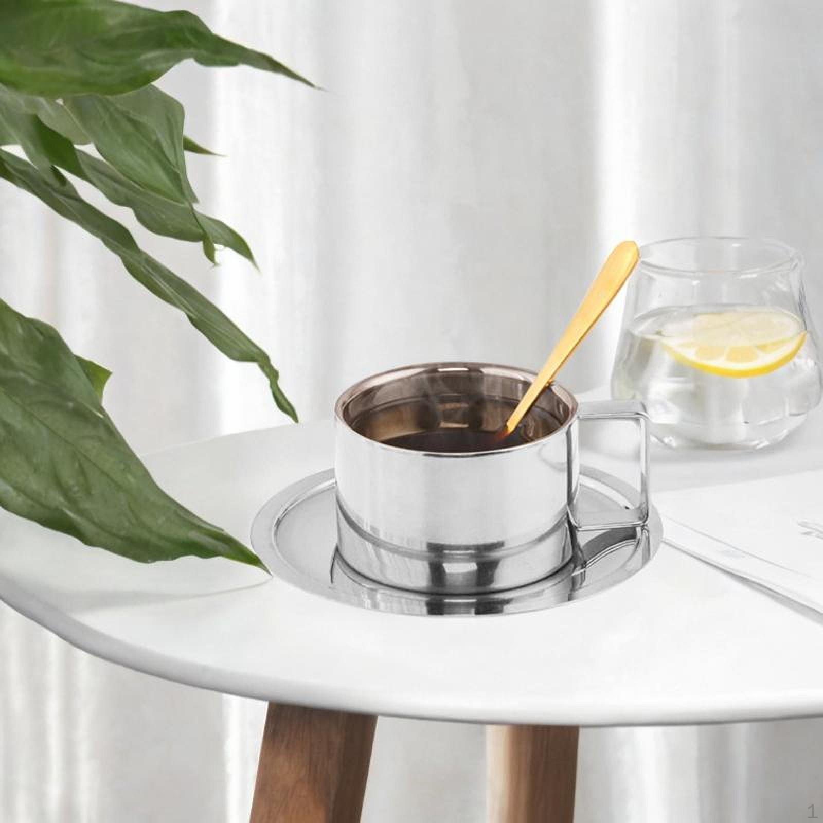 

Набор кофейных кружек 200 мл с подносом для сервировки для дома и офиса серебряный