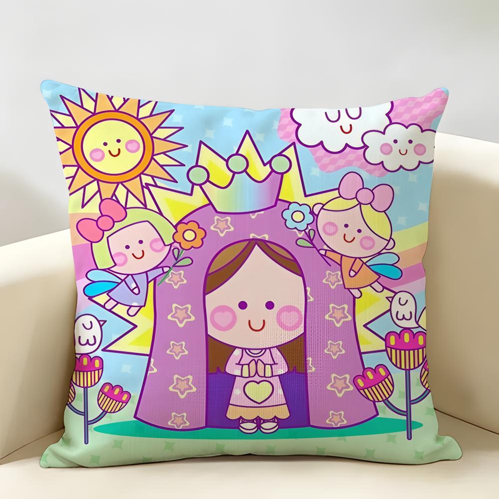 Virgin Mary Art CUTE Cushion Cover Natural Linen Organic Fabric DoubleSided Printing Room Sofa Decor Pillow Case