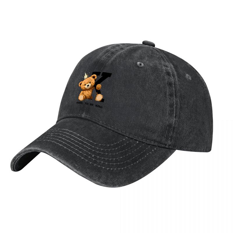 Teddy Bear Logo Washed Canvas Baseball Cap Classic Embroidered Design Comfortable Fit Unisex Streetwear Style Casual Outdoor Hat