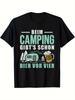 Herren Retro Camping und Bier Muster T-Shirt Bedruckt „Camping ist besser als Bier trinken“ - Ideales Geschenk für Camping-Enthusia...