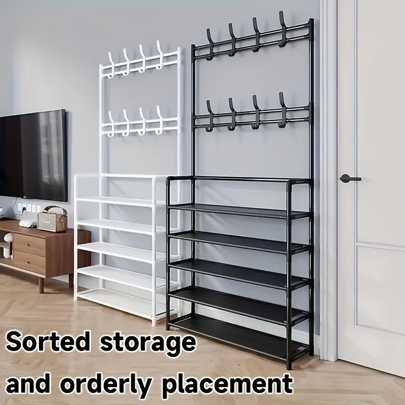1 5-layer Carbon Steel Independent Shoe Rack with Multi-purpose Clothes Hanger and 5-layer Shoe Rack To Save Space