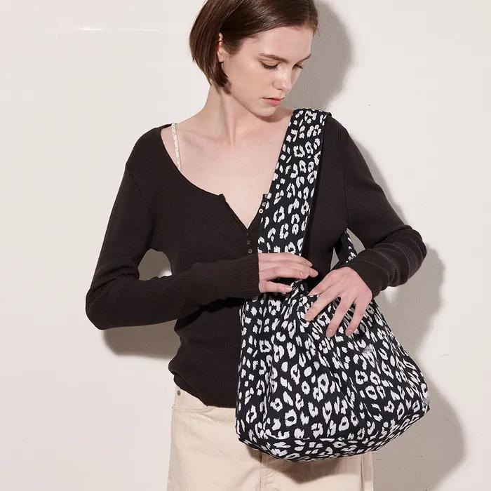 Leopard Big Square Reversible Hobo Bag_3color