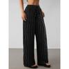 Casual Loose Striped Drawstring Elastic Waist Contrasting Color Multi-color Wide-leg Pants Women