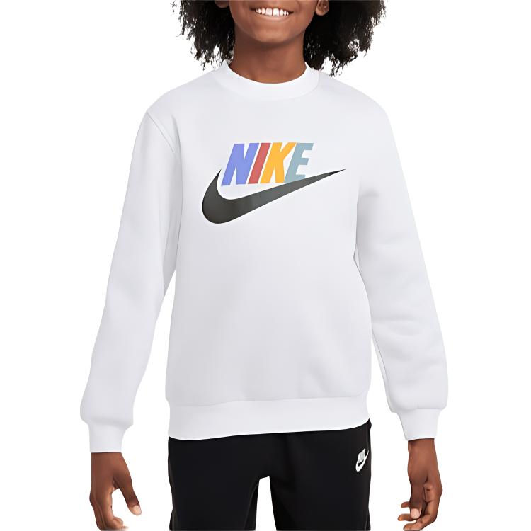 

Nike Свитшот с круглым вырезом, логотипом, длинным рукавом, детские топы, белый FD2992051 S