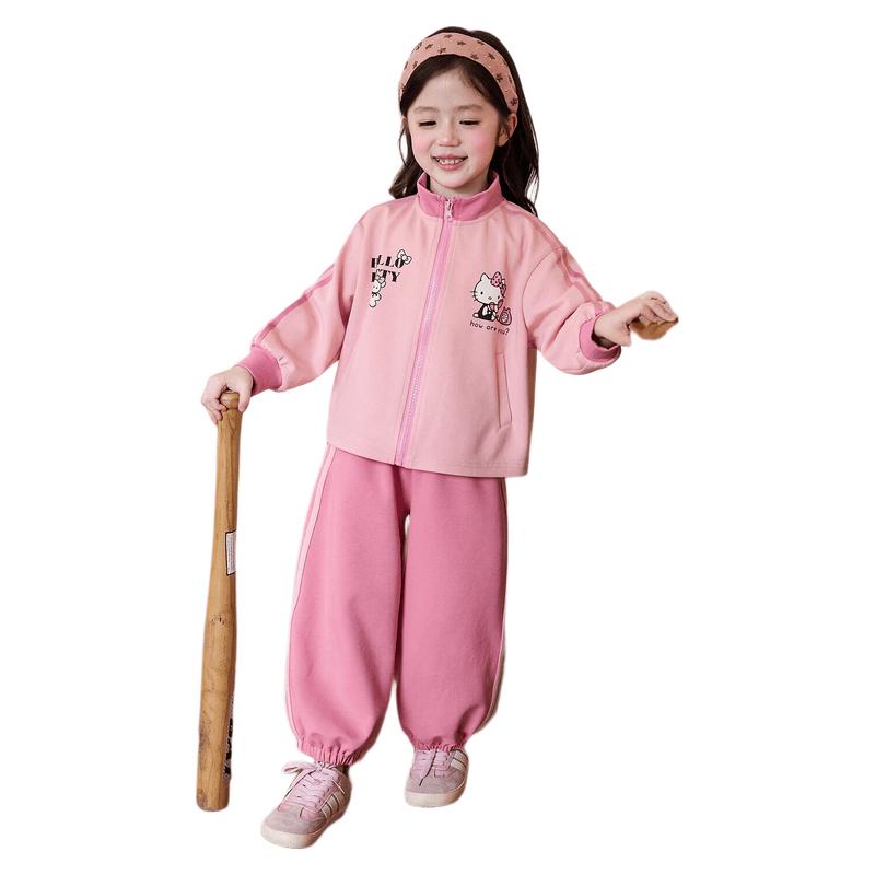 LUSON Girls' Retro Sweatshirt & Sport Pants Set