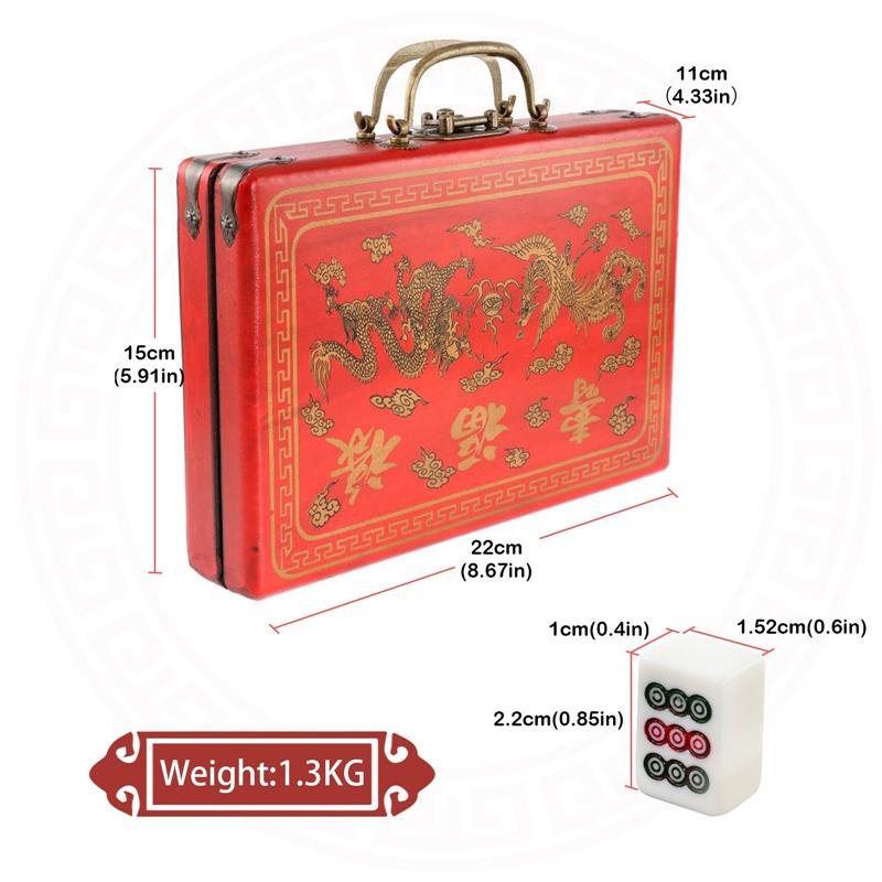 144 Tiles Mini Chinese Numbered Mahjong Set with Antique Storage Box Chinese Traditional Mahjong Family Tabletop Game Leisure