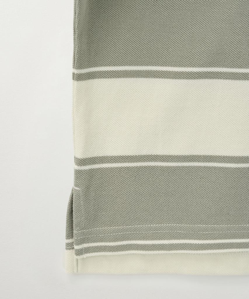 Seteo Rugby Stripe Pique Long Sleeve Khaki