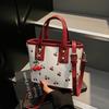 Korean Style Cherry Crossbody Bag Large Capacity Square Tote Bag Bucket Shoulder Bag  Travel