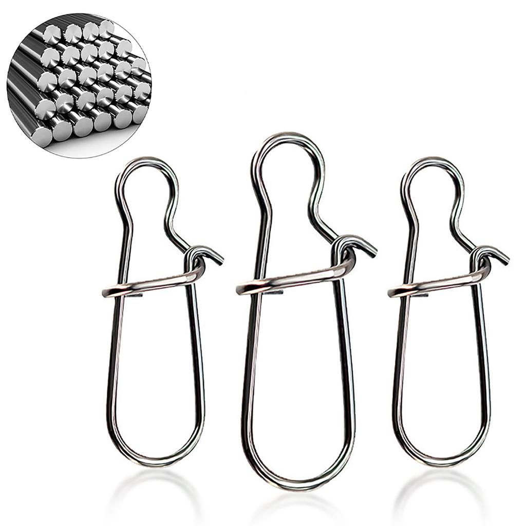 100pcs Metal Fishing Connector Fast Clip Lock Snap Swivel Solid Rings Fishing Hook Tools For Seawater Freshwater