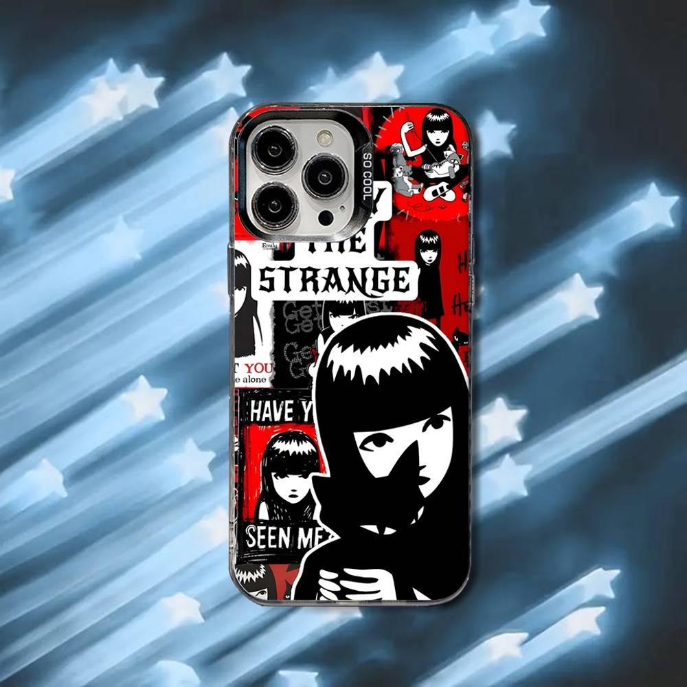 E-Emily The Strange Phone Case For iPhone 16,15,14,13,12,11,8,7,Pro,Max,Plus,Mini,XS,SE Black Matte Hard