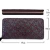 [Inden-ya] Inden 2317 Purse F, Purple Deerskin with Black Lacquer, Rose Petite Pattern, 10cm X 19cm X 2cm, Round Zipper Long Wallet