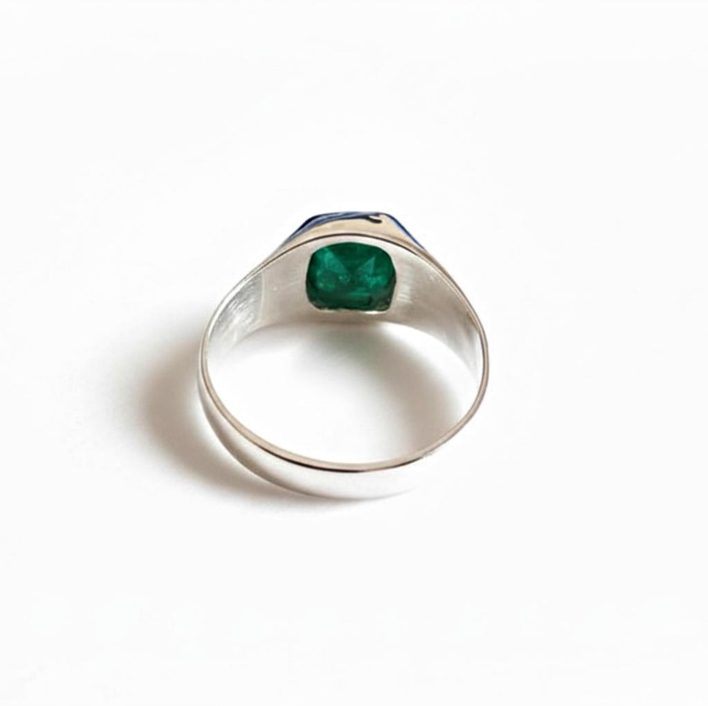 Natural Emerald Ring, 925 Sterling Silver Ring, 22k Gold Fill, Mens Signet Ring, Green Emerald Ring, Handmade Gemstone Ring