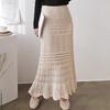 Women's Elegant Lace Crochet Long Skirts Summer High Waist Korean Style Elegant Sheath Wrap Skirts