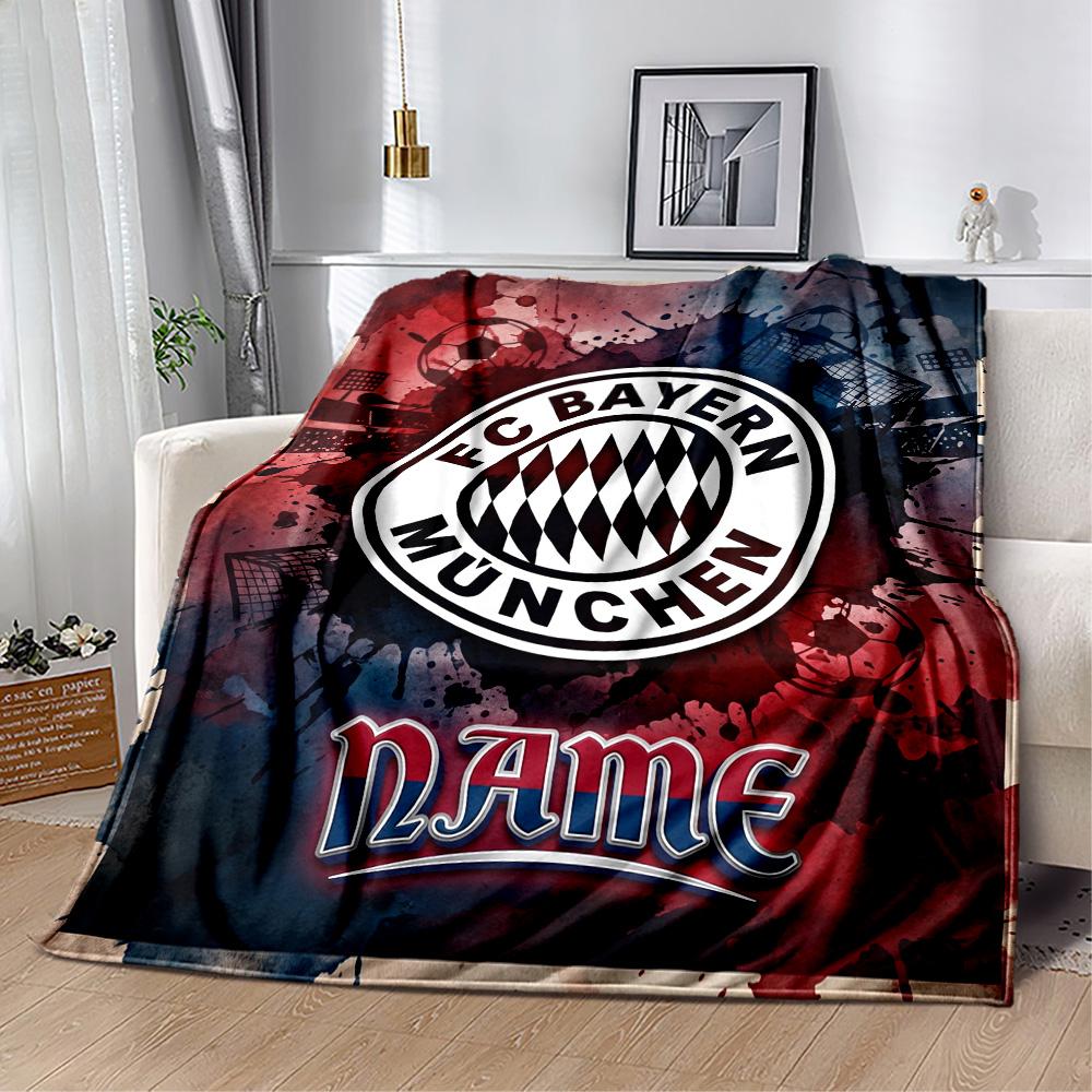 Bayern Munich Poster Personalized Name Blanket Throw Personalized Blanket Soft & Cozy Throw For Livingroom Sofa Bed Seaside All-Season Use