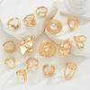 15er Set Punk Glatte Geometrische Offene Ringe Für Damen Übertriebene Asymmetrische Goldfarbe Florale Dicke Chunky Ringe Party Schmuck