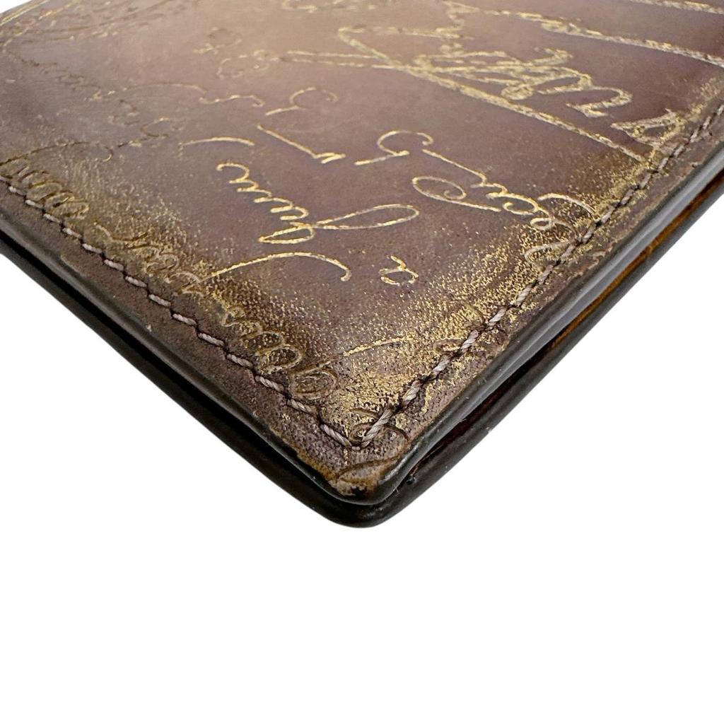 Berluti Calligraphy Long Wallet purse leather Brown unisex Used