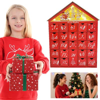 Wooden Christmas Advent Calendar House with 24 Drawers Countdown To Christmas Xmas Countdown Calendar for Kids Home Decoration