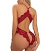Plus Size European & American Lace Open Crotch Backless Lingerie Jumpsuit