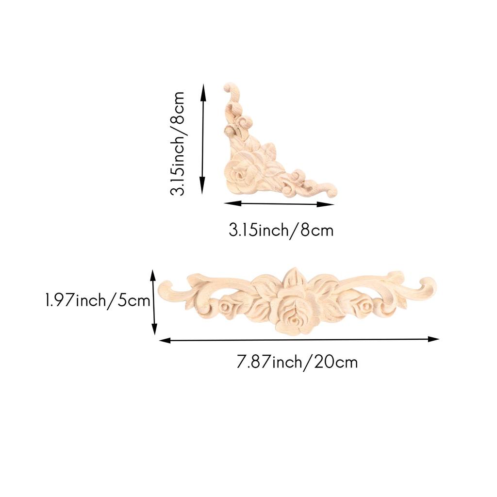 Ahvqevn 10pcs Wood Carving Wall Decor, Flower Wooden Applique Corner Ornaments for Furniture Door Cabinet Bed Home Decoration