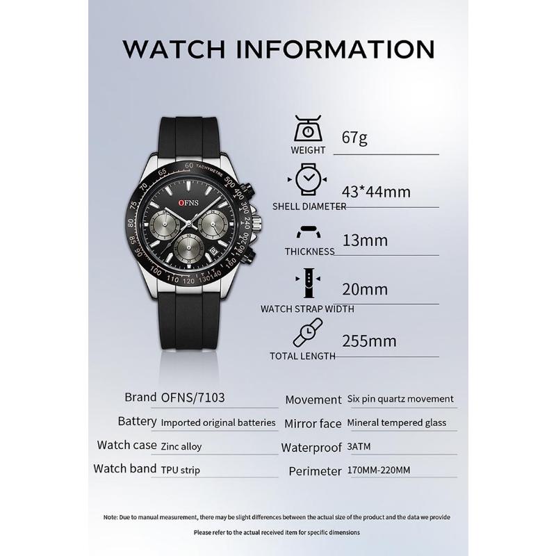 Fashion Men's Quartz Watch Three Eye Six Needle Chronograph Waterproof Night Light Fashion Men's Quartz Watch