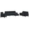 4 Piece Velvet Sofa Set with Cushions and Neck Roll Pillows Black