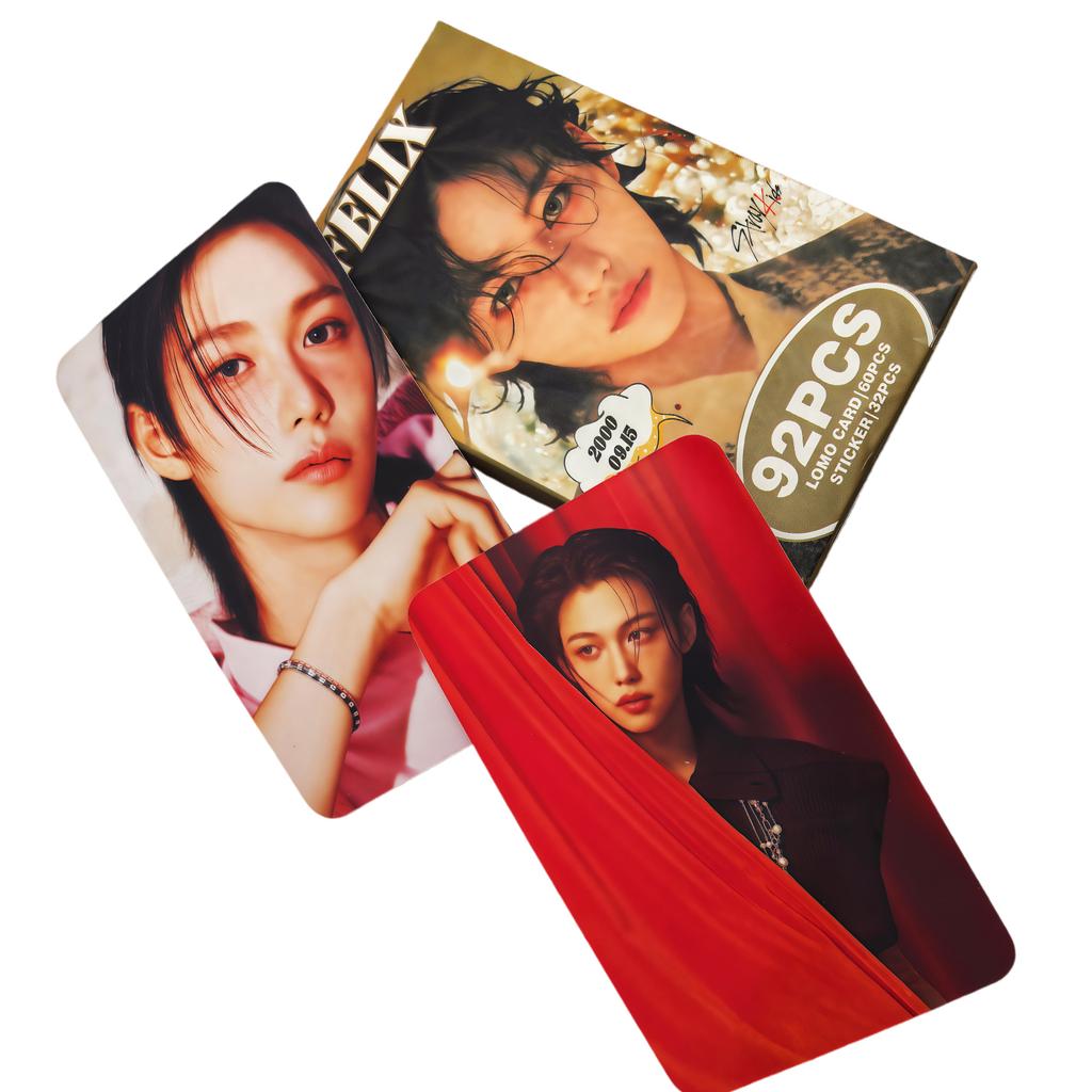 92PCS New Kpop Boy Stickers Photocard Album Lomo Cards Photo Print Card Set Fans Collection Postcard SKZ HOLLOW Felix Kid Friendly Entertaining Fun