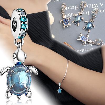 Perlina pendente tartaruga marina in vetro di Murano blu fai-da-te adatta per gioielli con ciondoli