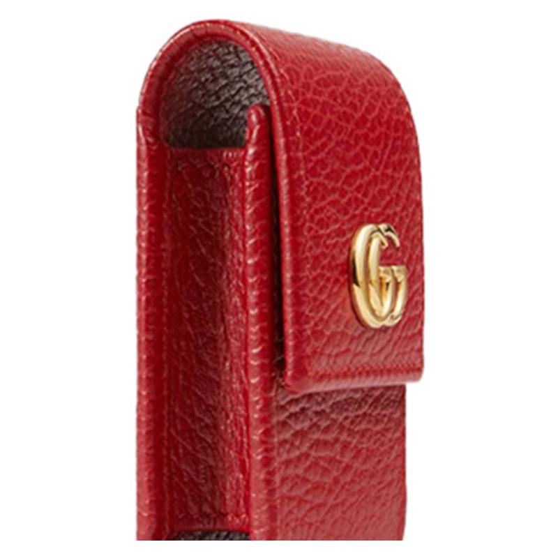 Gucci Marmont Gold Label Logo Leather Charm Key Case Wallet Women's Red