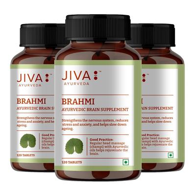 Jiva Brahmi Tablets 500 Mg Natural Wellness Supplement For Mental Clarity And Daily Balance 120 Tablets X Pack Of 3