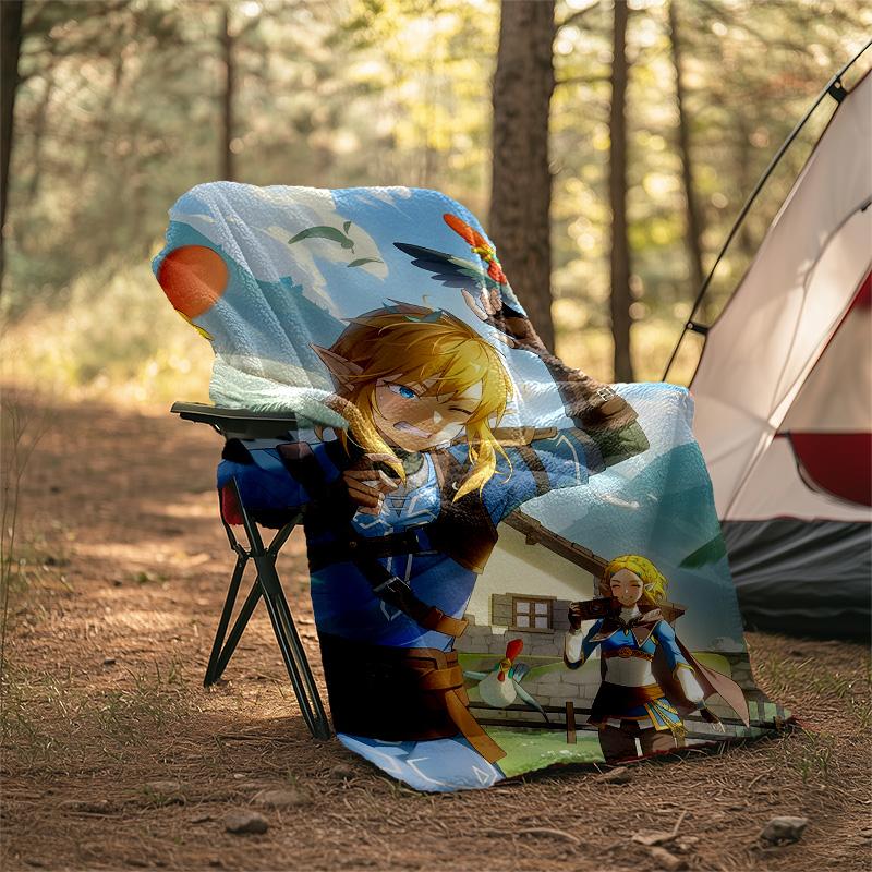 1pc Game Zelda Theme Blanket - Digital Print, Polyester, Cozy for All Seasons, Perfect for Outdoor, and Travel