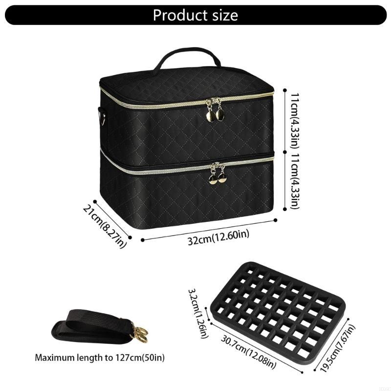 Nails Storage Case With Removable Dividers Sturdy Shoulder Strap Quilted Texture For Salons Artistics HX6C