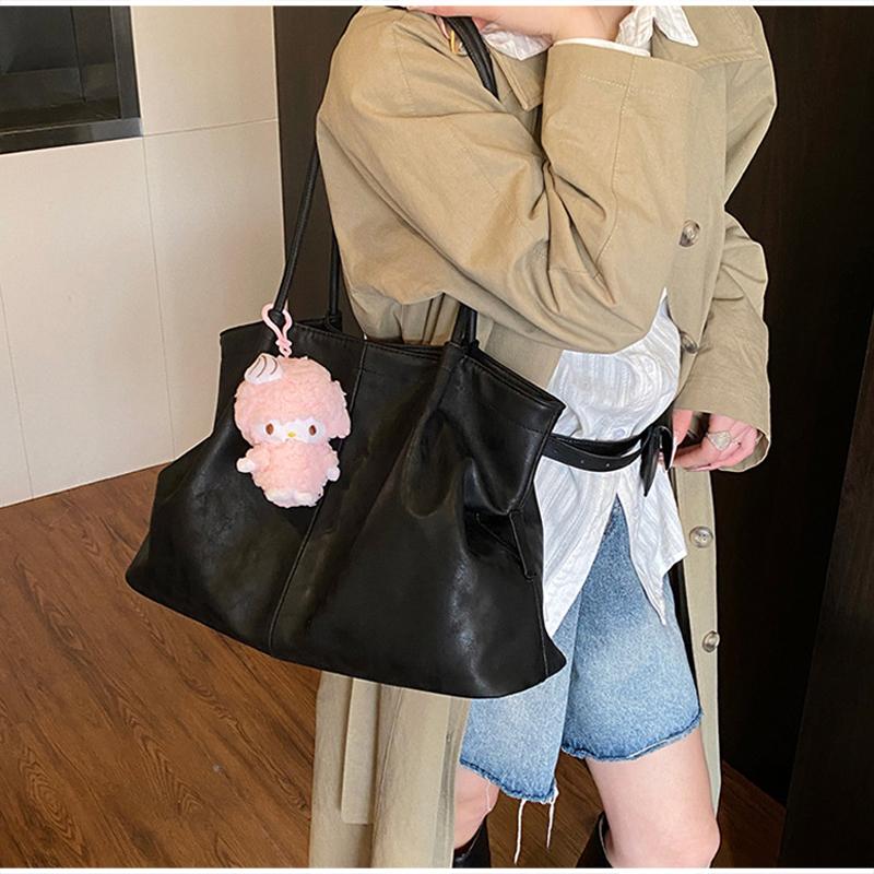 Soft Leather Tote Bag Large Capacity Solid Color Casual Shoulder Bag Minimalist Design For Work Women Lightweight Commut Handbag