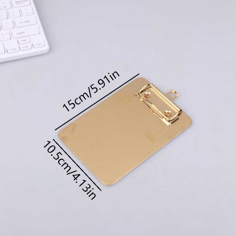 

New New Golden Stainless Steel Writing Clipboard Document Stationery Paper Organizer With Metal Clip For Office School Supplies