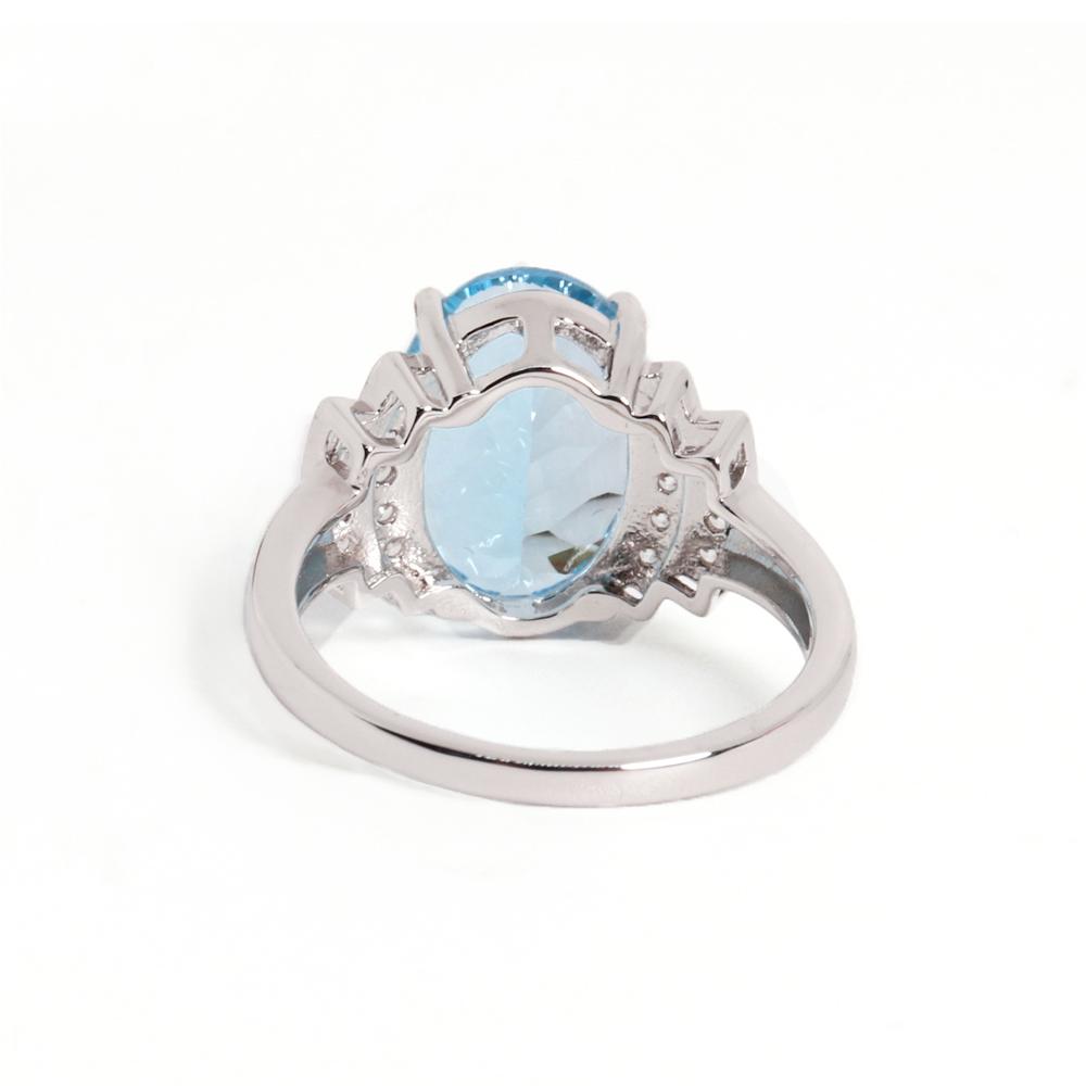 Bague Topaze Bleu Ciel Naturel 8,50ct ovale 10*14mm pierre précieuse argent sterling 925 design classique bijou fin pour l'anniversaire des femmes
