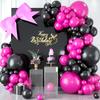 Hot Pink Balloons Garland Kit Black Rose Red Ballon Arch Graduation New Year Birthday Party Baby Shower Gender Reveal Decoration