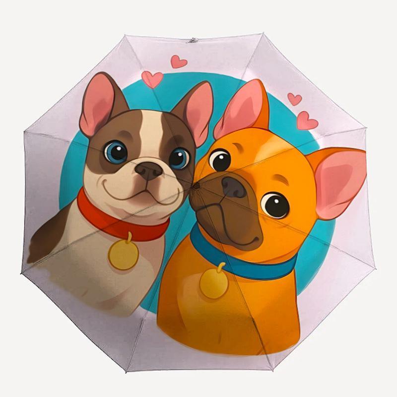 1pc French Bulldogs Automatic Opening/Closing Umbrella with Operation & Windproof Canopy - Folding Design, Holiday Gift Yy260225121