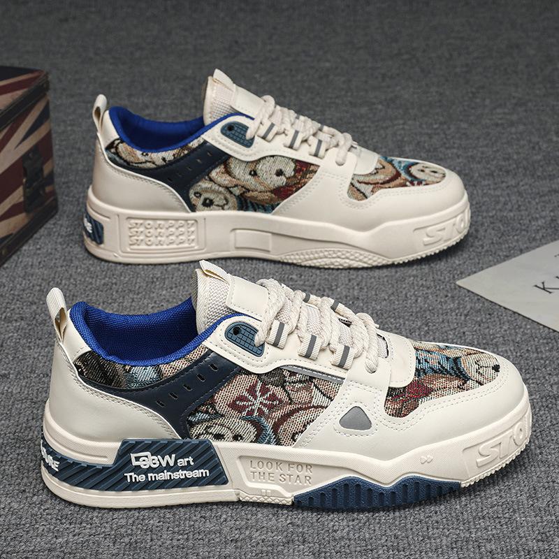 Men's shoes summer breathable versatile casual design sense niche board shoes youth sports thick sole heightening canvas trendy shoes