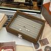 Glass Lid Jewelry Organizer Square Jewelry Display Tray Ring Case Wooden Jewelry Box  Women Gift