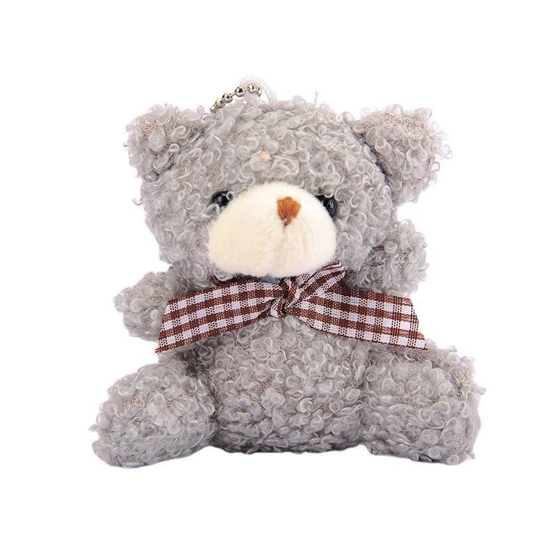 Charming Plush Teddy Bear Keychain With Bow Adorable Bag Accessory