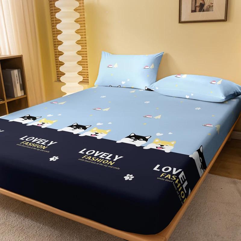 

1 Simple Modern Cute Animal Dog Printed Matte Bed Sheet, Bedroom Printed Bed Cover, Bedding (Excluding Pillowcases) 71x132cm