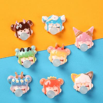 Materiales Decorativos Pegamento Crema Resina Accesorios Moda DIY Niña Dragón Burbuja Carcasa Teléfono Móvil Parche 5pcs Dibujos Animados Pastas Taza de Agua