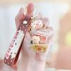 Pearl Milk Tea Bear Keychain - Floating Cartoon Pendant for Backpack or Car
