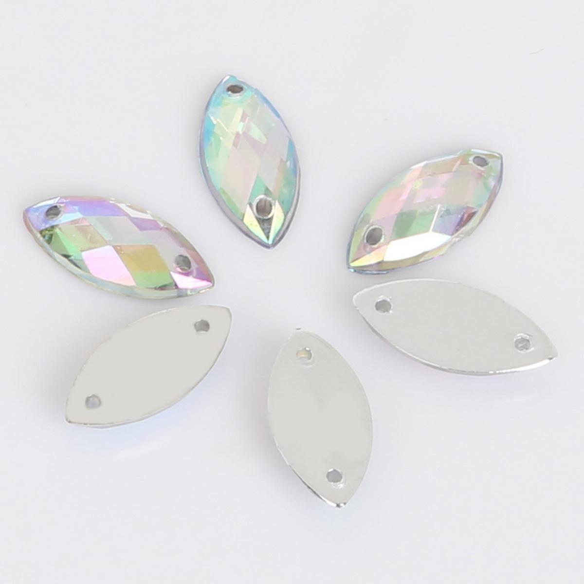 

50 шт., акриловая дрель с двойным отверстием и плоским дном, форма лошадиного глаза для DIY ожерелья, изготовления ювелирных изделий, аксессуары для рукоделия 9x18mm разноцветный/белый