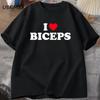 Ich liebe Bizeps T-Shirt Lustiges Fitnessstudio Schwarm Tee für Fitnessfans T-Shirt Lässig Kurzarm Rundhals T-Shirt Y2k Kleidung