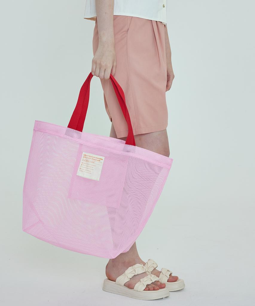 Roidesrois Two-Color Mesh Multi Bag (Pink/Red)
