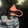 5Pcs Large Bore Silicone Straw Hat Cute Poop Pumpkin Design Dustproof Reusable 0.4 Inch Diameter Straw Hat