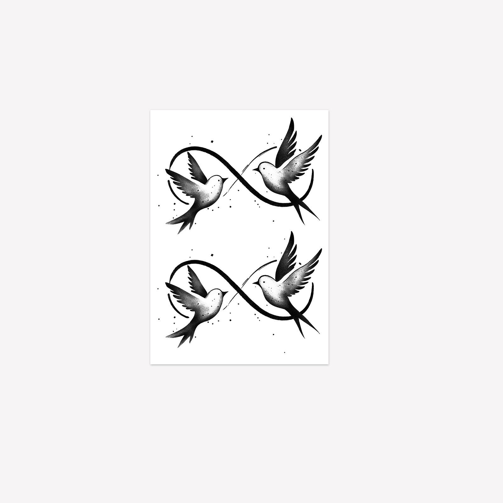 Infinite Symbol Bird Tattoo Sticker, Waterproof And Long-Lasting, Male And Female Couples, Wrist And Ankle Simulation Tattoo Sticker 7*9CM