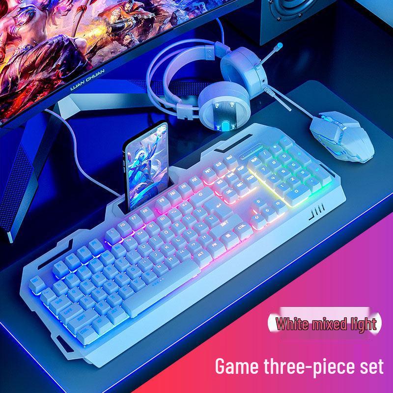 Esports Mechanical-Feel Keyboard, Mouse & Headset Combo for Laptops & Desktops