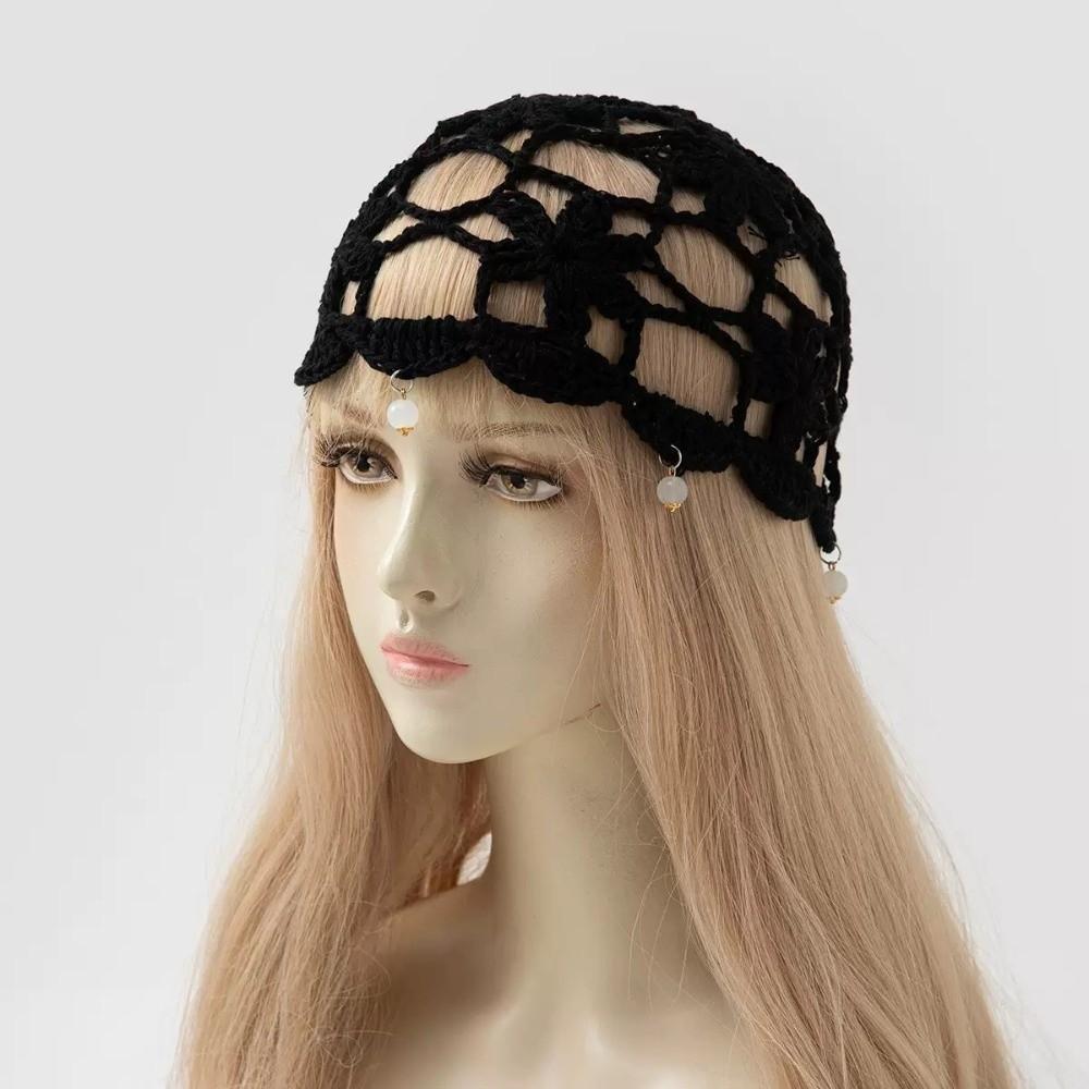 Handmade Crochet Flower Knitted Hat Bohemian Style Woven Cap Cute Hollowed Out Beanie Cap  Women
