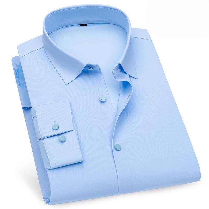 Brokát Amoniak Čtyřstranný Elastický Bezešvý Košile Pánská Dlouhý rukáv Nežehlivá Ležérní Business High-end Módní Košile